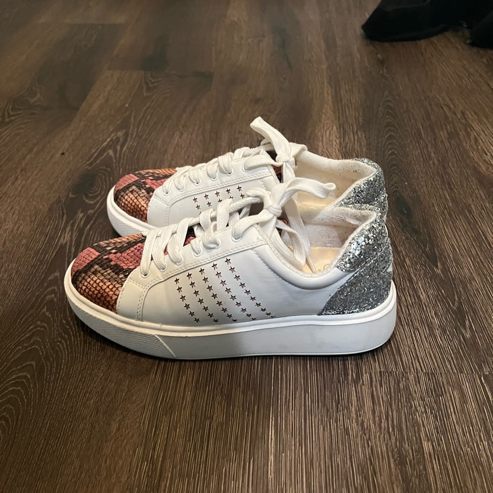 J.Lo rhinestone snake print shoes